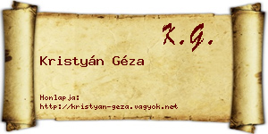 Kristyán Géza névjegykártya