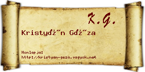 Kristyán Géza névjegykártya
